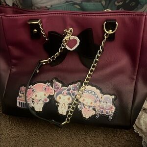 Sanrio Character Tote Bag Burgundy and Black
